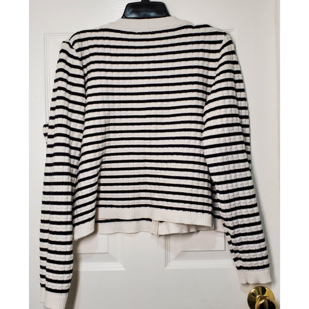 Women’s Ivory Button-Front Cardigan Sweater – Textured Grid Pattern – Size XL - Picture 2 of 9